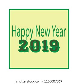 Happy New Year 2019 hand lettering in square. Fashion graphic background design. Modern stylish texture. Colorful template for prints, card of holiday season, poster, banner, etc. Vector illustration.
