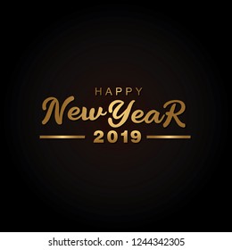 Happy New Year 2019 handwritten lettering.