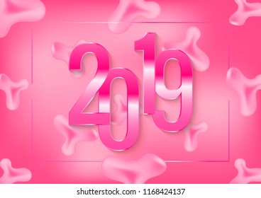 Happy New Year 2019 Holiday Vector Illustration.  EPS10