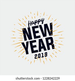 Happy New Year 2019. Holiday Vector Illustration With Lettering Composition