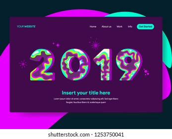 Happy New Year 2019 Illustration for Homepage. Modern flat design concept of web page design for website and mobile website.Vector illustration