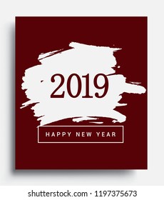 Happy New Year 2019 with isolated on dark background, text design gold colored, vector elements for calendar and greeting card.