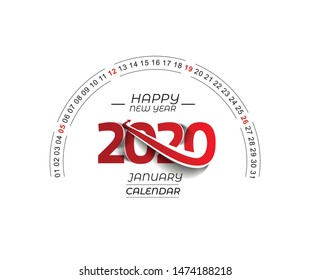 Happy new year 2019 January Calendar - New Year Holiday design elements for holiday cards, calendar banner poster for decorations, Vector Illustration Background.
