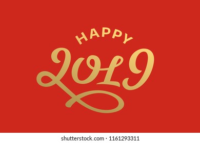Happy new year 2019 lettering greeting card design