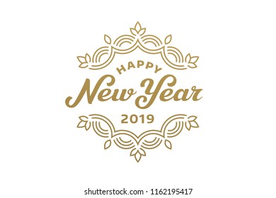 Happy new year 2019 lettering greeting card design