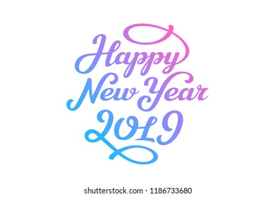 Happy new year 2019 lettering greeting card design