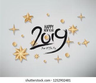 Happy new year 2019 and Merry Christmas. Lunar new year, year of the pig.