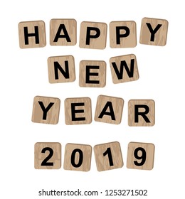 Happy new year 2019 message on wooden blocks