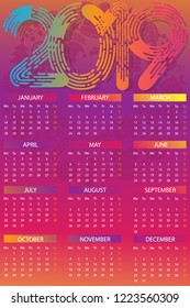 Happy New Year 2019 Minimalist Calendar Vector Design