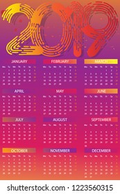 Happy New Year 2019 Minimalist Calendar Vector Design