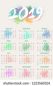 Happy New Year 2019 Minimalist Calendar Vector Design
