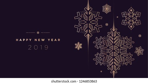 Happy New Year 2019. Modern vector illustration concept for background, greeting card, website and mobile website banner, party invitation card, social media banner, marketing material.