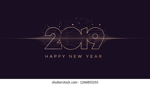 Happy New Year 2019. Modern vector illustration concept for background, greeting card, website and mobile website banner, party invitation card, social media banner, marketing material.