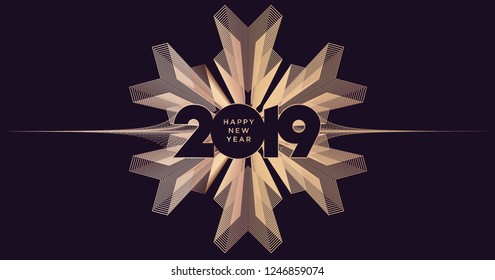 Happy New Year 2019. Modern vector illustration concept for background, greeting card, website and mobile website banner, party invitation card, social media banner, marketing material.