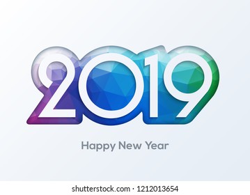 Happy new year 2019 numbers design vector. 2019 greeting card banner.