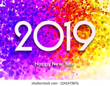 Happy new year 2019 numbers design . 2019 greeting card banner.