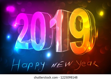 happy new year 2019 on bokeh background