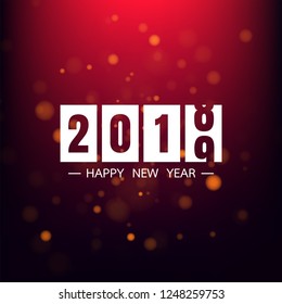 Happy new year 2019 on red background for celebration, party, and new year event. Vector illustration