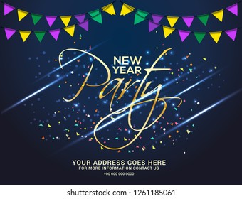Happy new Year 2019 party Poster Or Banner Party Background.