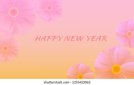 Happy new year 2019 pattern background design by colorful flower, 2019 year of the pig