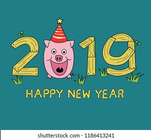 Happy New Year 2019, Year of pig.