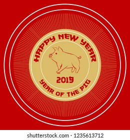 Happy New Year 2019 ,
Year Of The pig ,
Design Vector
