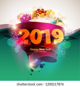 Happy new year 2019. Poster template.