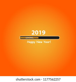 Happy new year 2019 with progress bar. Vector