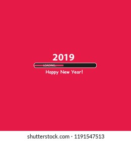 Happy new year 2019 with progress bar. Vector
