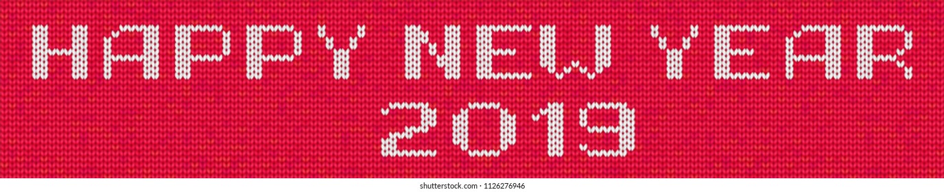 Happy New Year 2019 quote on red background. Vector