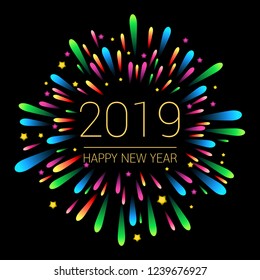 happy new year 2019, salute, vector
