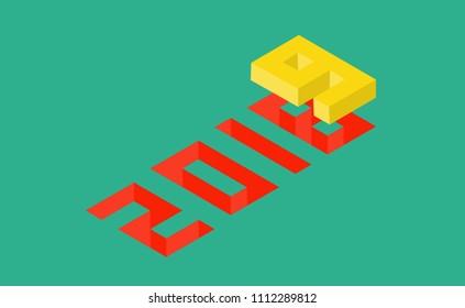 Happy New Year 2019 and say good bye year 2018 concept: Cute background with number 2019 (isometric style)