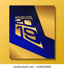 happy new year 2019 simple modern gold
