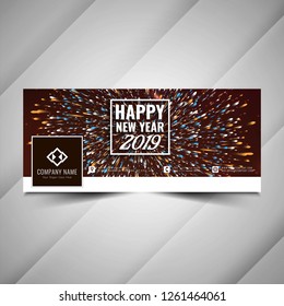 Happy New Year 2019 social media banner template