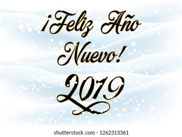 Happy New Year 2019 in Spanish Greeting Card. vector illustration 