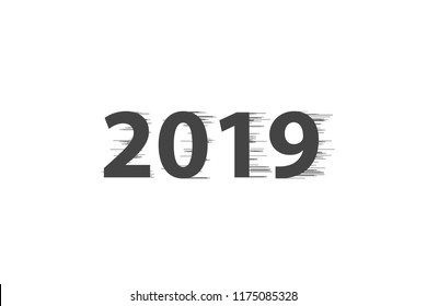 happy new year 2019 with Speedy line on white background