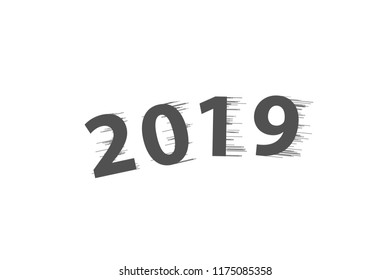happy new year 2019 with Speedy line on white background
