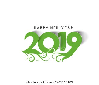 Happy New Year 2019 Swirl Design Patter, Vector illustration.