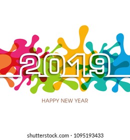 Happy new year 2019 Text Design vector.