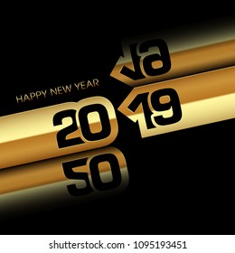 Happy new year 2019 Text Design vector.