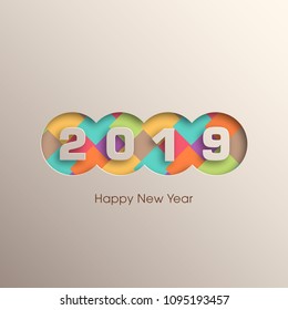 Happy new year 2019 Text Design vector.