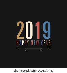 Happy new year 2019 Text Design vector.