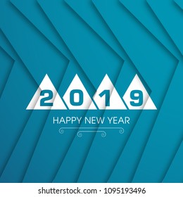 Happy new year 2019 Text Design vector.
