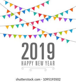 Happy new year 2019 Text Design vector.