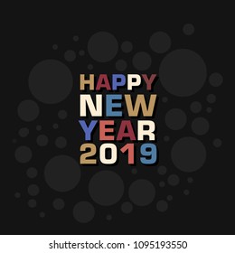 Happy new year 2019 Text Design vector.
