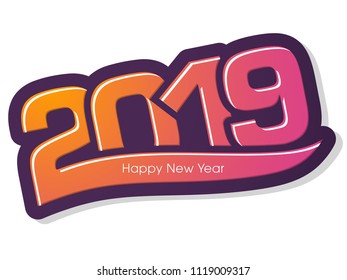 Happy new year 2019 Text Design vector.