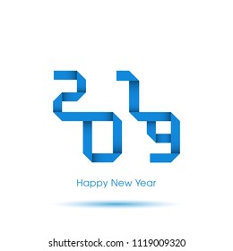 Happy new year 2019 Text Design vector.