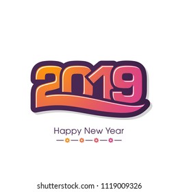 Happy new year 2019 Text Design vector.