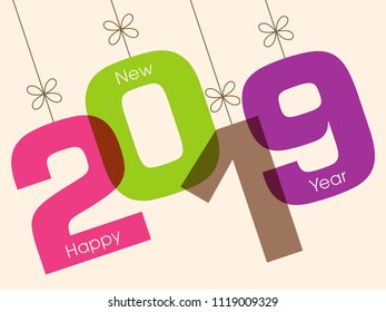 Happy new year 2019 Text Design vector.