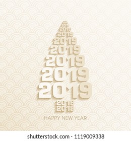 Happy new year 2019 Text Design vector.